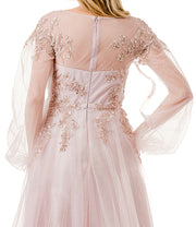 Agree it's Dreamy? Sizes LG/XL/XXL - Coya Collection Blush Beaded Applique Illusion Gown, Women's Formal Attire