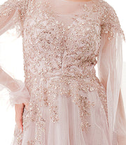 Agree it's Dreamy? Sizes LG/XL/XXL - Coya Collection Blush Beaded Applique Illusion Gown, Women's Formal Attire