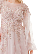 Agree it's Dreamy? Sizes LG/XL/XXL - Coya Collection Blush Beaded Applique Illusion Gown, Women's Formal Attire