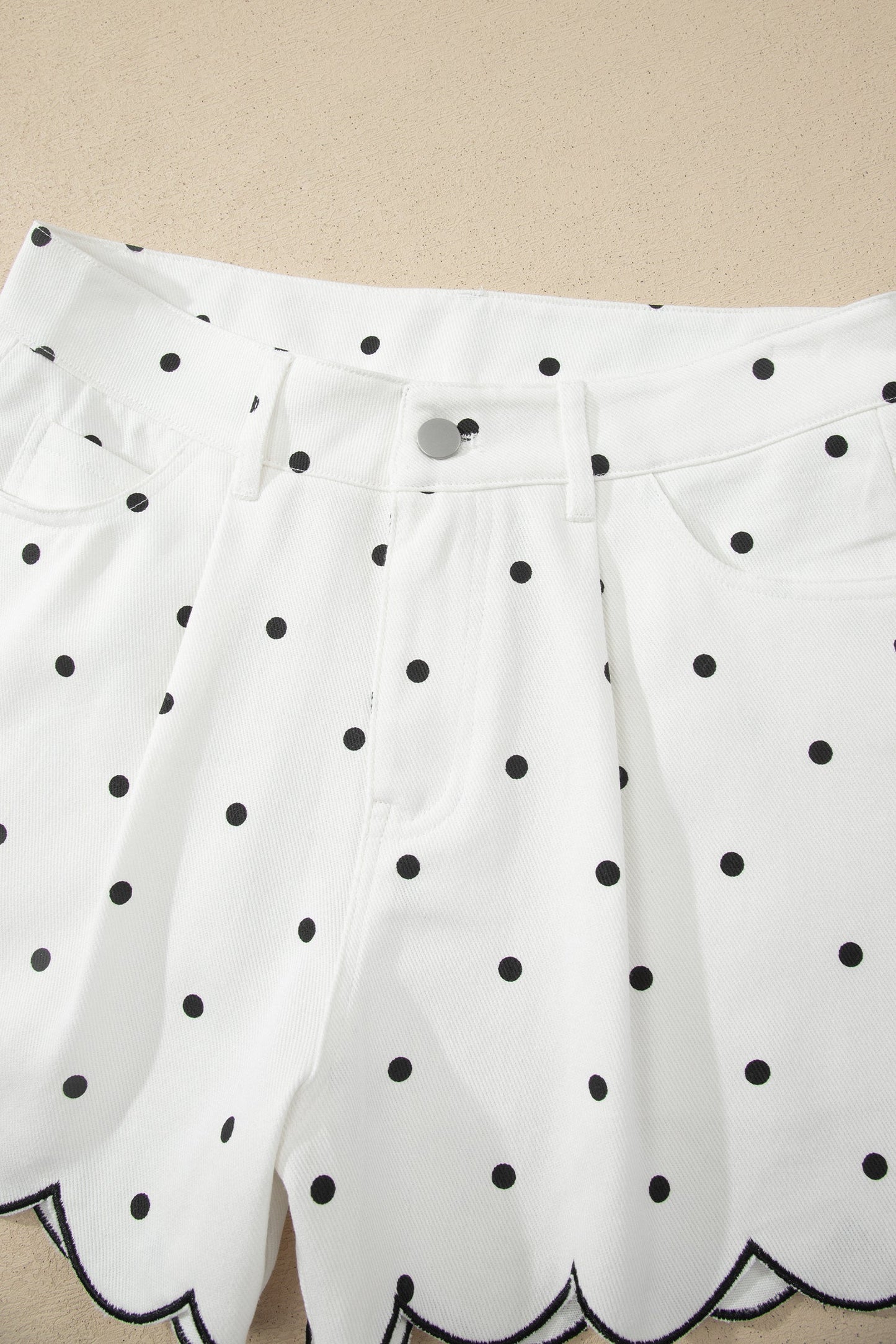 100% Cotton,  Embroidered Scallop Hem Shorts, LAST ONES