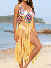 Load image into Gallery viewer, See ALL the COLORS!  Fringe Spaghetti Strap Beach Cover-Up
