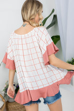 Load image into Gallery viewer, Plaid Ruffle Peasant Top XL/2XL/3XL  USA 🇺🇸
