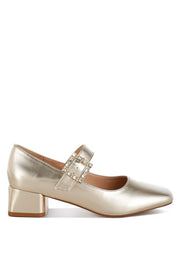 Rag Company Diamante-Brooch Metallic Mary Jane Pumps, SEE ALL 3 COLORS, Whole Sizes Only
