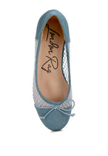 Load image into Gallery viewer, Tudum Rhinestone Detail Denim Ballerinas {Whole Sizes Only}
