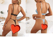 Load image into Gallery viewer, Baby Blue, or Black Mesh Bra and Panty Set ONLY SIZE LG Remaining
