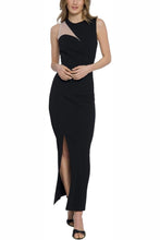 Load image into Gallery viewer, Donna Morgan Black Illusion Cut-Out Maxi Evening Dress SM/MED/LG
