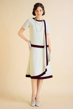 Load image into Gallery viewer, Cascading Ruffle, Premium Gatsby ColorBlock Day Dress Women&#39;s Classic Attire
