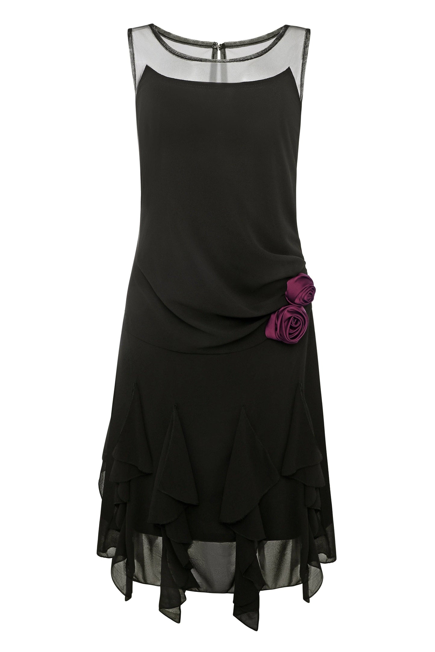 LAST ONES! Charming Black Gatsby Floral & Ruffled, Day Dress Sizes 6 & 10 Still Available!