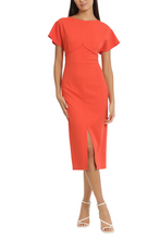 Load image into Gallery viewer, Donna Morgan Flutter Sleeve Sheath Midi Day Dress, Women&#39;s Office, Lunch, Shopping, Modest Apparel
