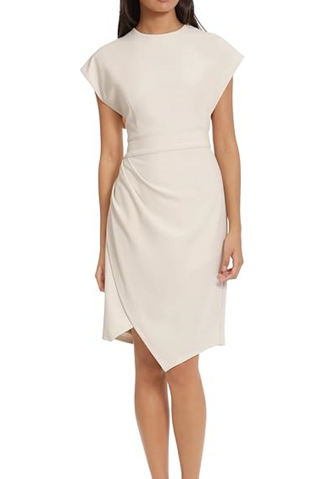 Donna Morgan Ivory-Horn Cap Sleeve Day Dress