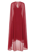 Load image into Gallery viewer, Dorothy w/Detachable Cape in Burgandy or White Midi, Women&#39;s Party Apparel, Cocktail Attire
