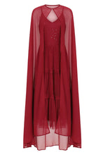 Load image into Gallery viewer, Dorothy w/Detachable Cape in Burgandy or White Midi, Women&#39;s Party Apparel, Cocktail Attire
