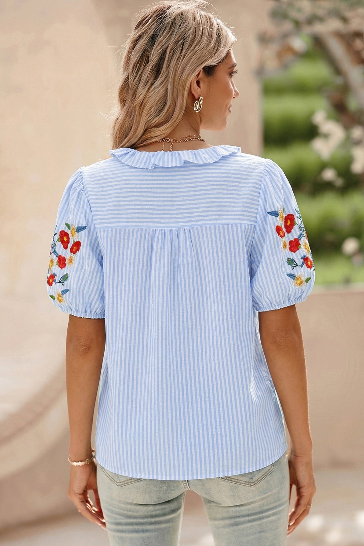 LAST ONES Threaded Pear's, Ruthie Sleeve Ruffle Trim Shirt