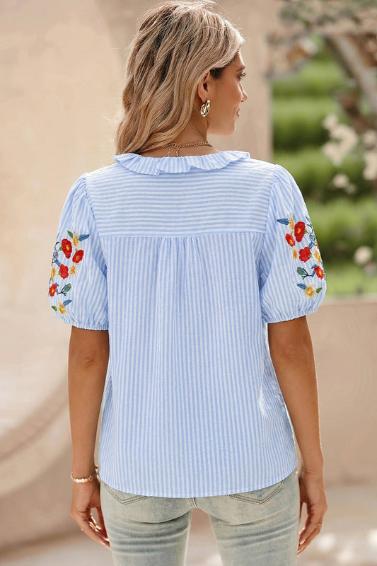 LAST ONES Threaded Pear's, Ruthie Sleeve Ruffle Trim Shirt