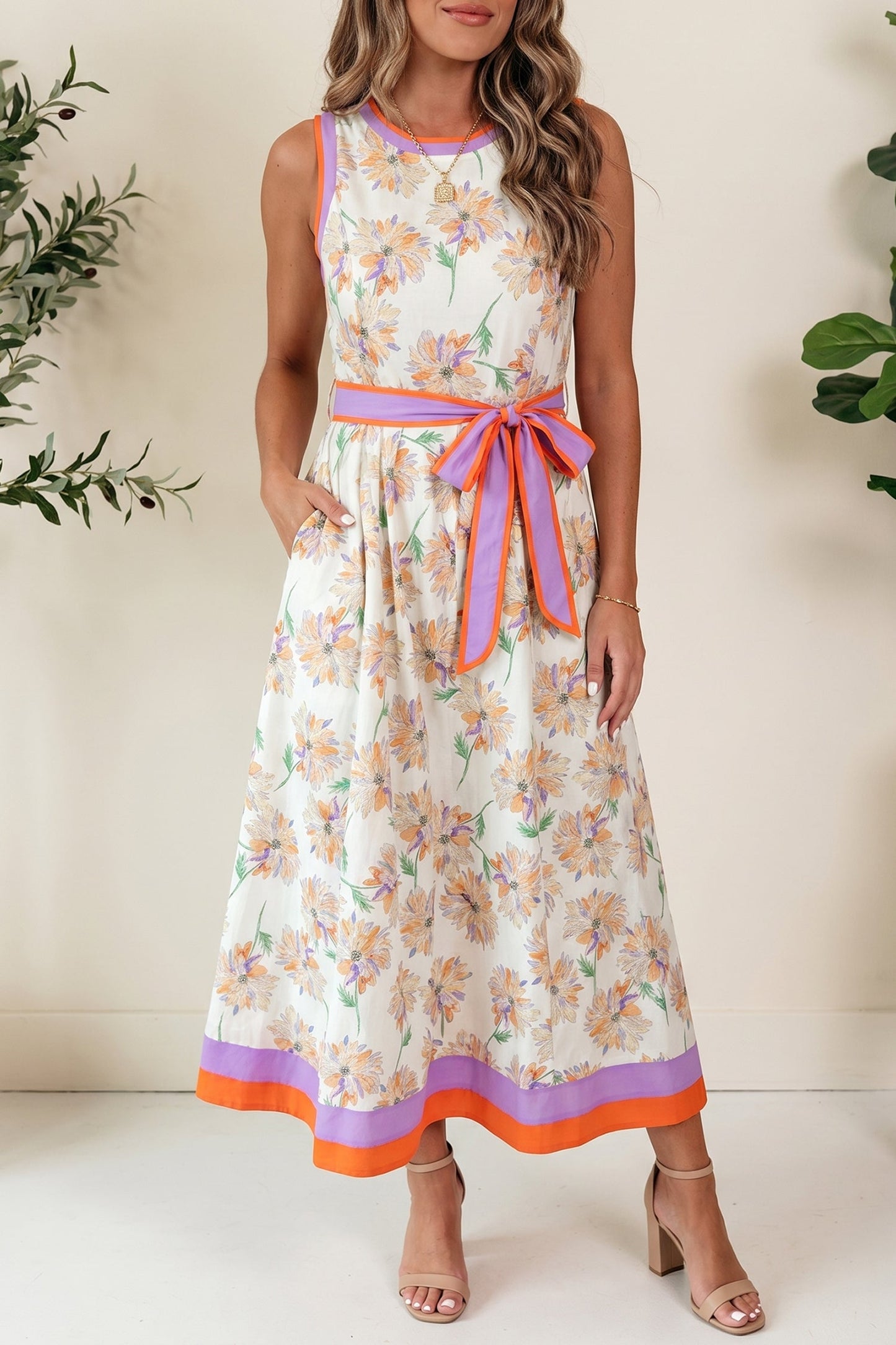 Belted Sleeveless Maxi Dress