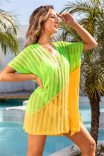 Load image into Gallery viewer, Color Block V-Neck Beach Cover Up
