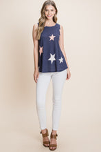 Load image into Gallery viewer, LAST ONE Size SM Remaining, BOMBOM Star Print Tank Top,   USA 🇺🇸  Made Women&#39;s Apparel Casual Attire 4th of July
