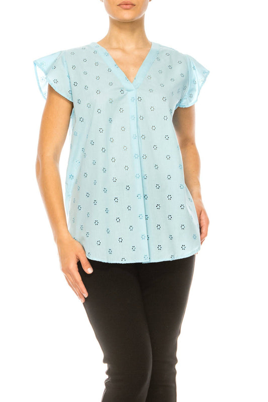 Size XL/18 LAST ONE! Grand & Greene Floral Eyelet Cap Sleeve Top