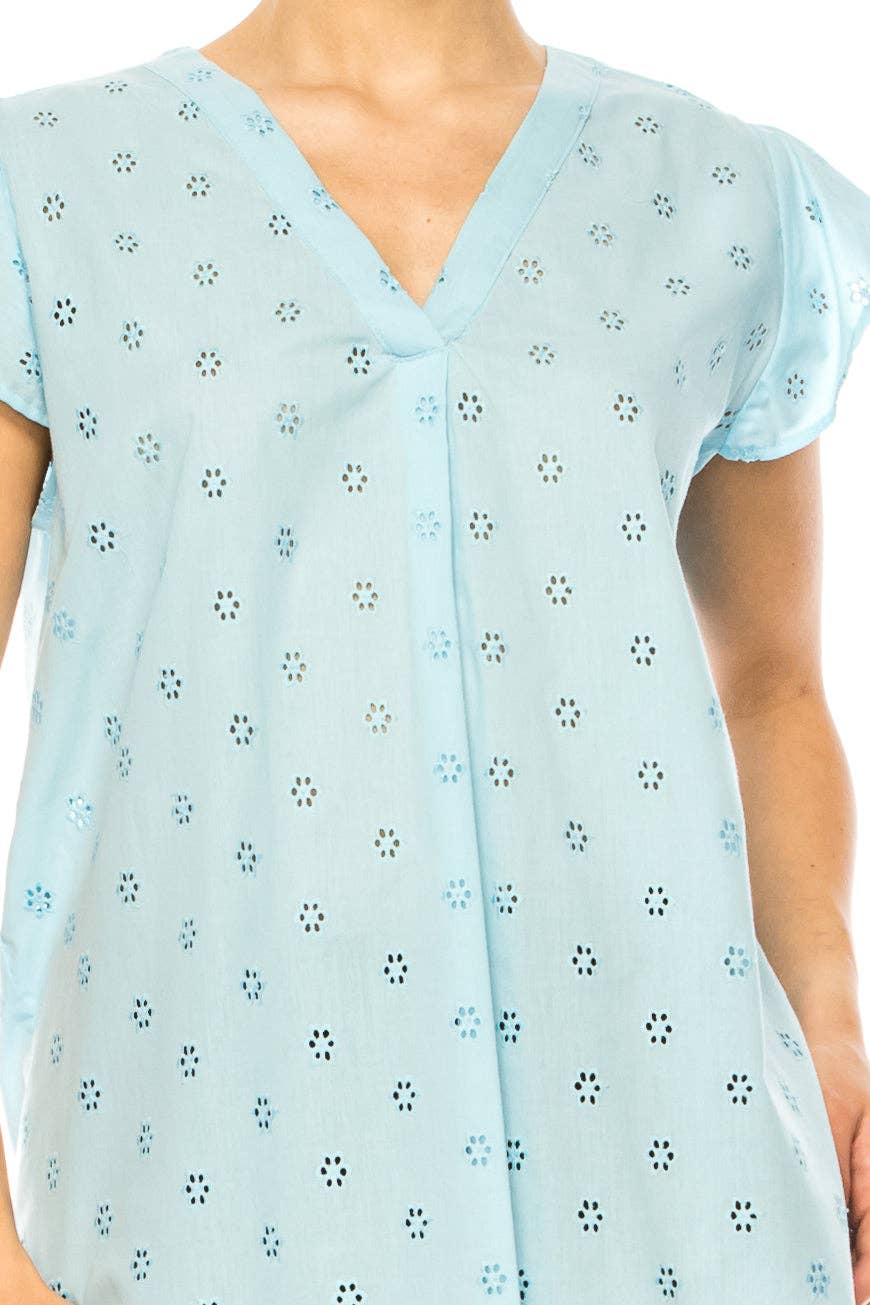 Size XL/18 LAST ONE! Grand & Greene Floral Eyelet Cap Sleeve Top