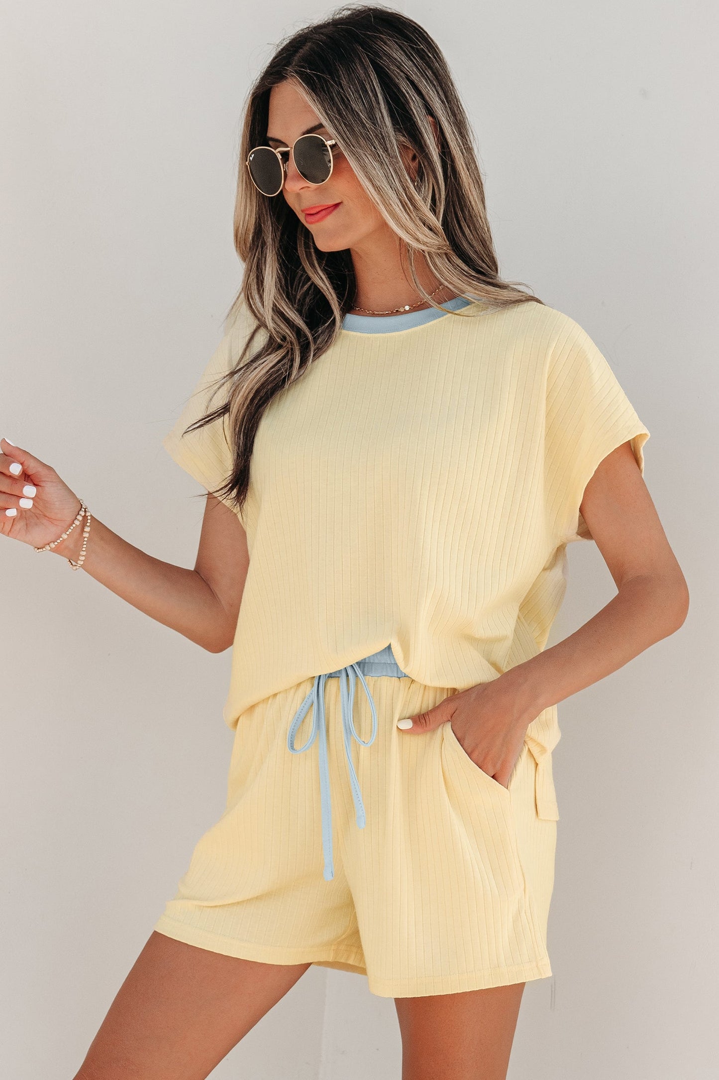 2PC Sunny Trim Casual Short Set LAST ONES