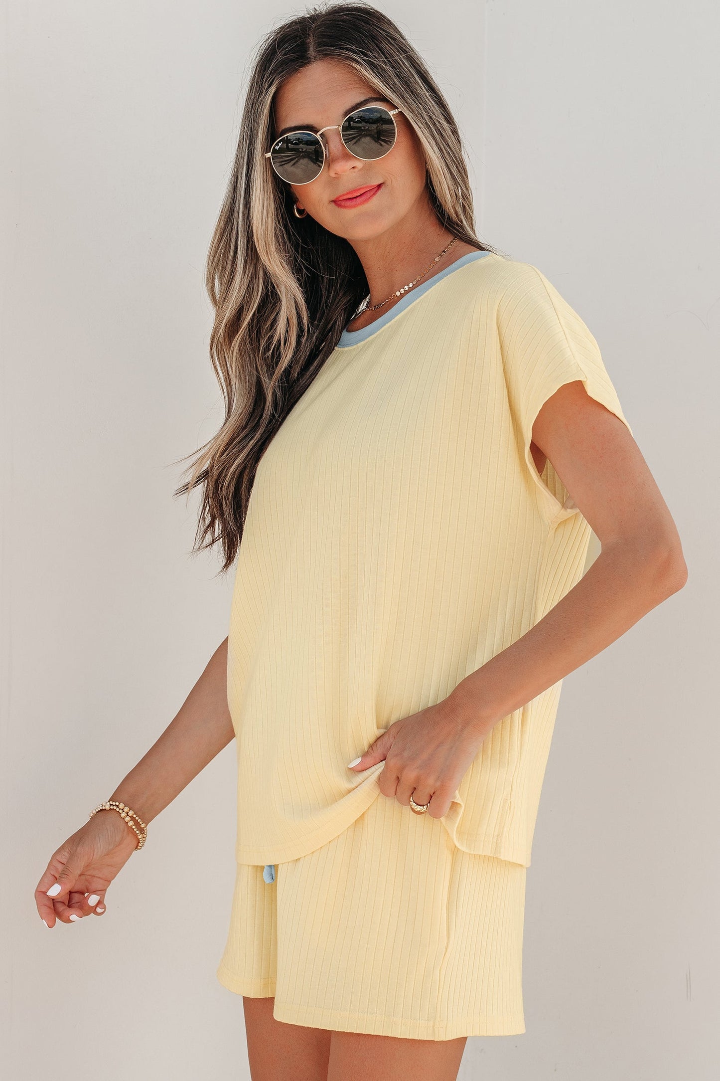 2PC Sunny Trim Casual Short Set LAST ONES