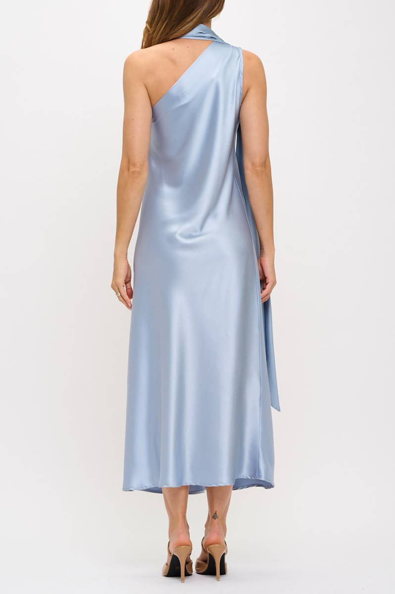 USA Made 🇺🇸  SM/MED/LG  One Shoulder Satin Maxi, Women's Formal Attire, Cocktail Apparel