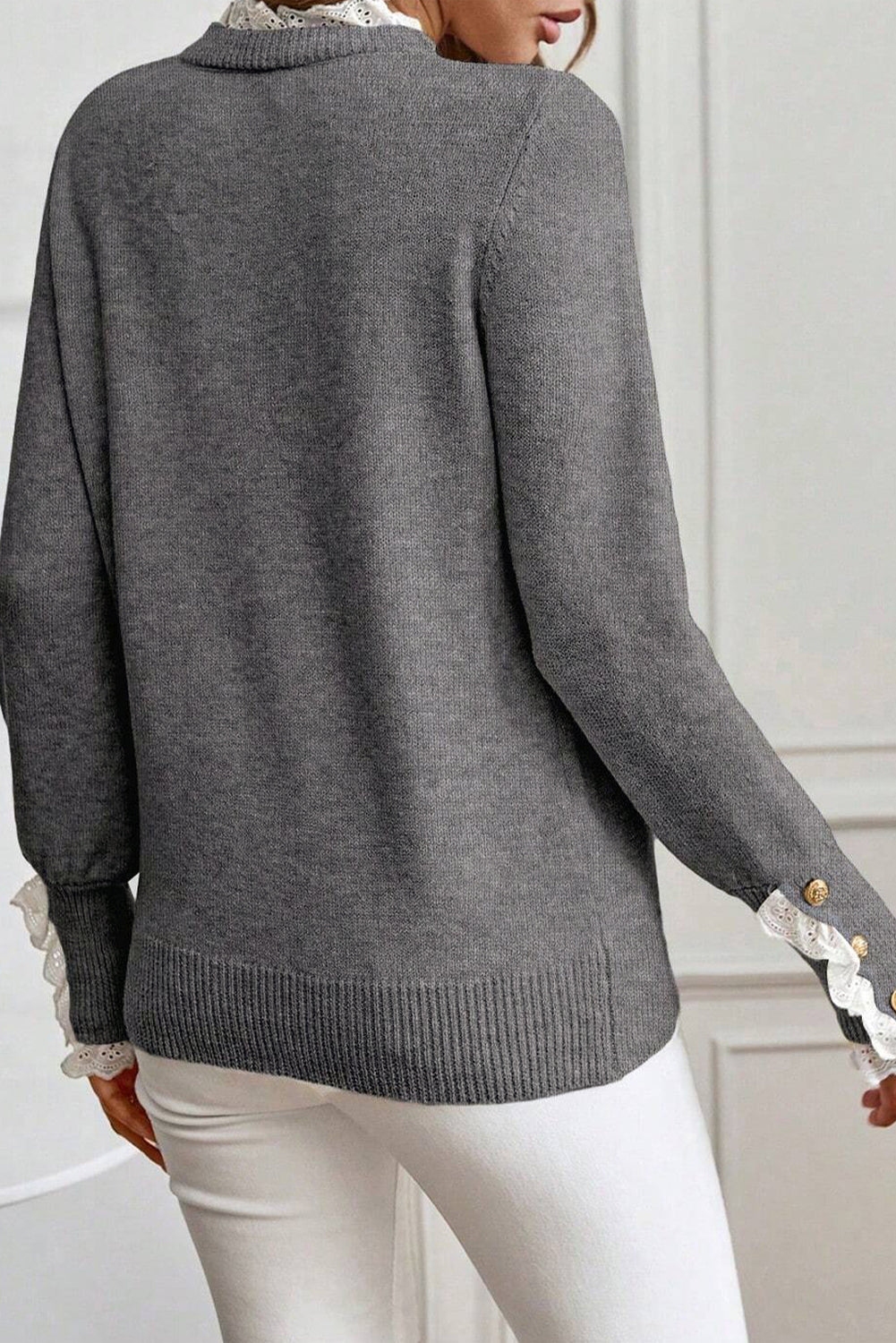 LAST ONES Threaded Pear's Katelyn Patchwork Cuffs Loose Sweater