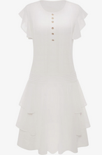 Load image into Gallery viewer, White Chiffon, Gatsby Ruffled Dropwaist Day Dress Women&#39;s Apparel, Office, Casual, Party
