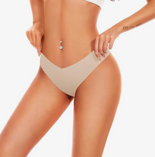 Load image into Gallery viewer, 3-Pack, Gen Lady Seamless V-Waisted Thong Women&#39;s Underwear SM/MED/LG Black or Beige
