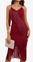 Load image into Gallery viewer, Grace Karin&#39;s Red Wine Flapper Midi, MED/LG Women&#39;s Cocktail Modest Dresses, Party Apparel
