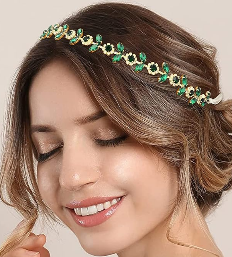 Green Crystal & Rhinestone Headband, By Pretty Life Accessories