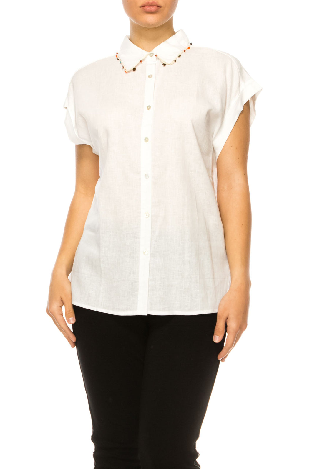 Hester & Orchard Beaded Collar Top
