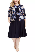 Load image into Gallery viewer, Jessica Howard Floral Navy 2PC, Wides Full-Figured 14/16/20
