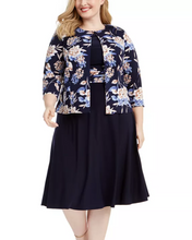 Load image into Gallery viewer, Jessica Howard Floral Navy 2PC, Wides Full-Figured 14/16/20
