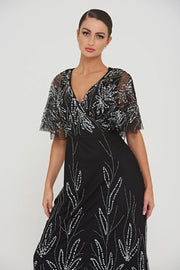 Josephine Black Sparkling Vine Maxi, Women's Cocktail, Formal Attire, Party Apparel