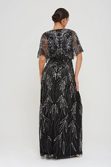 Josephine Black Sparkling Vine Maxi, Women's Cocktail, Formal Attire, Party Apparel