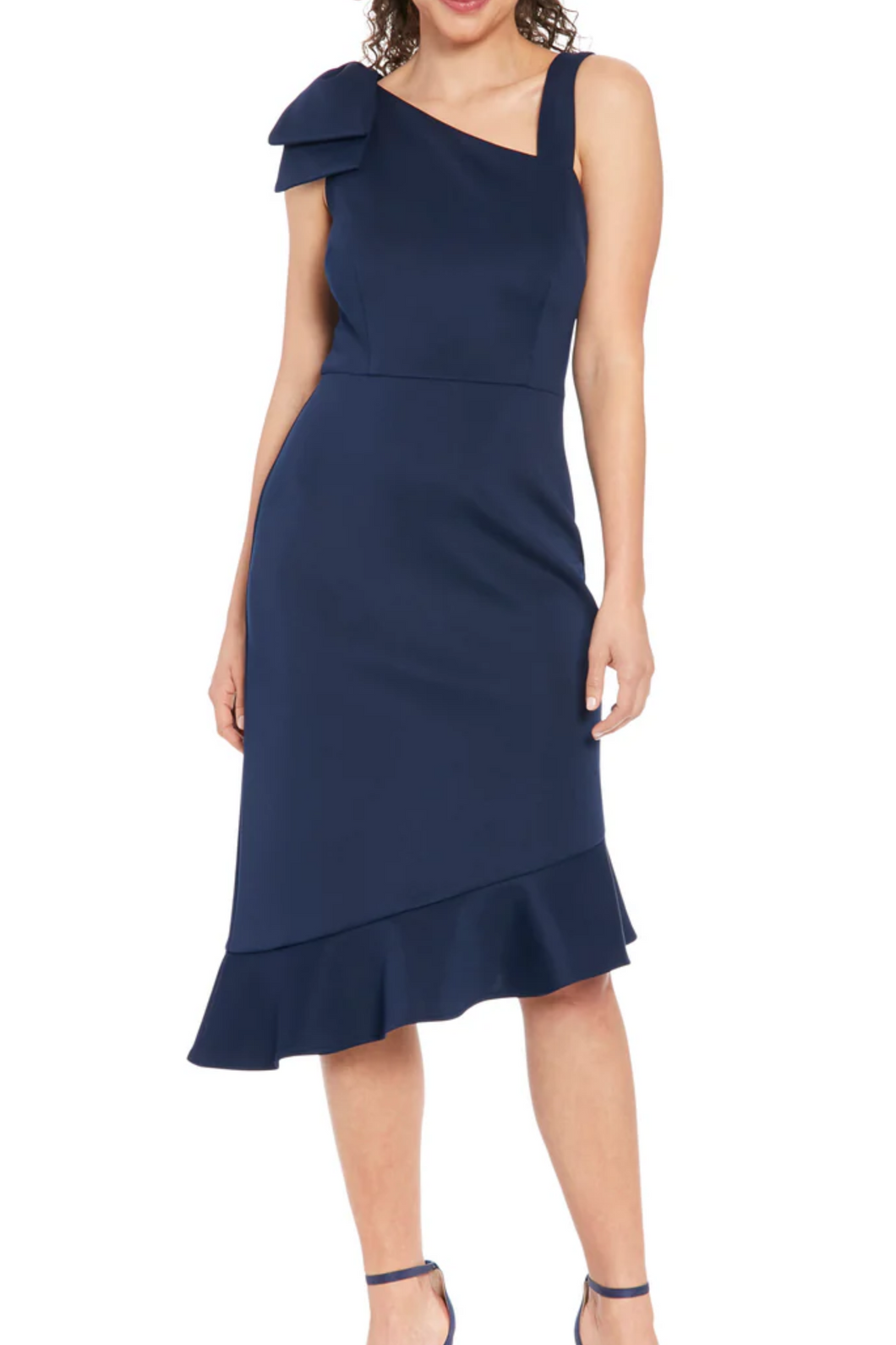 London Times Navy Oblique Day Dress