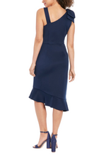 Load image into Gallery viewer, London Times Navy Oblique Day Dress
