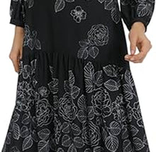 Load image into Gallery viewer, Maggy London Black Floral, Size 8 Remaining! Throw-Back Tiered Drop-Skirt Women&#39;s Day Dresses, Apparel Gatsby Attire
