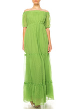 Load image into Gallery viewer, Maison Tara Green Grass Tiered Maxi Day Dress, Women&#39;s Spring Summer Apparel Casual Attire
