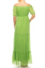 Load image into Gallery viewer, Maison Tara Green Grass Tiered Maxi Day Dress, Women&#39;s Spring Summer Apparel Casual Attire
