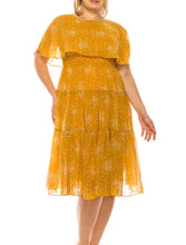 Load image into Gallery viewer, Maison Tara Golden Spice Tiered Chiffon A-Line Day Dress, Women&#39;s Summer Apparel, Spring Attire

