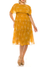 Load image into Gallery viewer, Maison Tara Golden Spice Tiered Chiffon A-Line Day Dress, Women&#39;s Summer Apparel, Spring Attire
