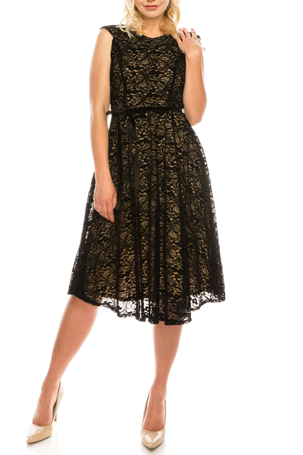 Maison Tara Velveted Lace Party Evening Dress, ONLY Sizes 4 & 6  Women's Cocktail Attire, Apparel