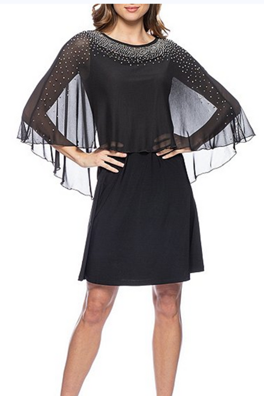 SIZE MED - LAST ONE, ON SALE!  USA 🇺🇸 Made, Marina Sheer Capelet Cocktail, Women's Formals Party Attire