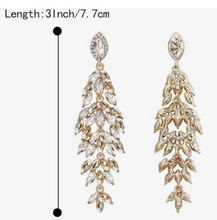 Load image into Gallery viewer, BriLove Accessories, Crystal Multi Marquise-Shape Leaf Cluster Chandelier Dangle
