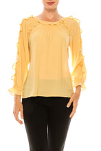 Load image into Gallery viewer, Milano Golden Cream Chiffon Blouse SM Available
