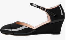 Load image into Gallery viewer, Black or White Mary Jane Wedges Sizes 7/7.5/8 Black or White
