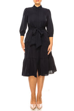 Load image into Gallery viewer, Nicole Miller Tiered Navy Midi Day Dress, Sizes 4 &amp; 6 Remaining! Women&#39;s Apparel Dresses, Modest Office Home
