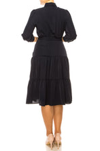 Load image into Gallery viewer, Nicole Miller Tiered Navy Midi Day Dress, Sizes 4/6/14 Remaining! Women&#39;s Apparel Dresses, Modest Office Home
